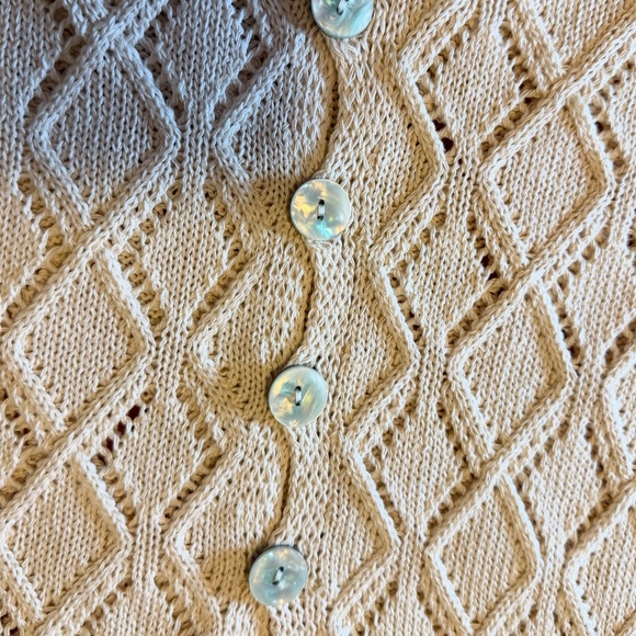 Ivory cream crochet openwork diamond knit sweater vest top made in Italy NWT - Picture 5 of 11